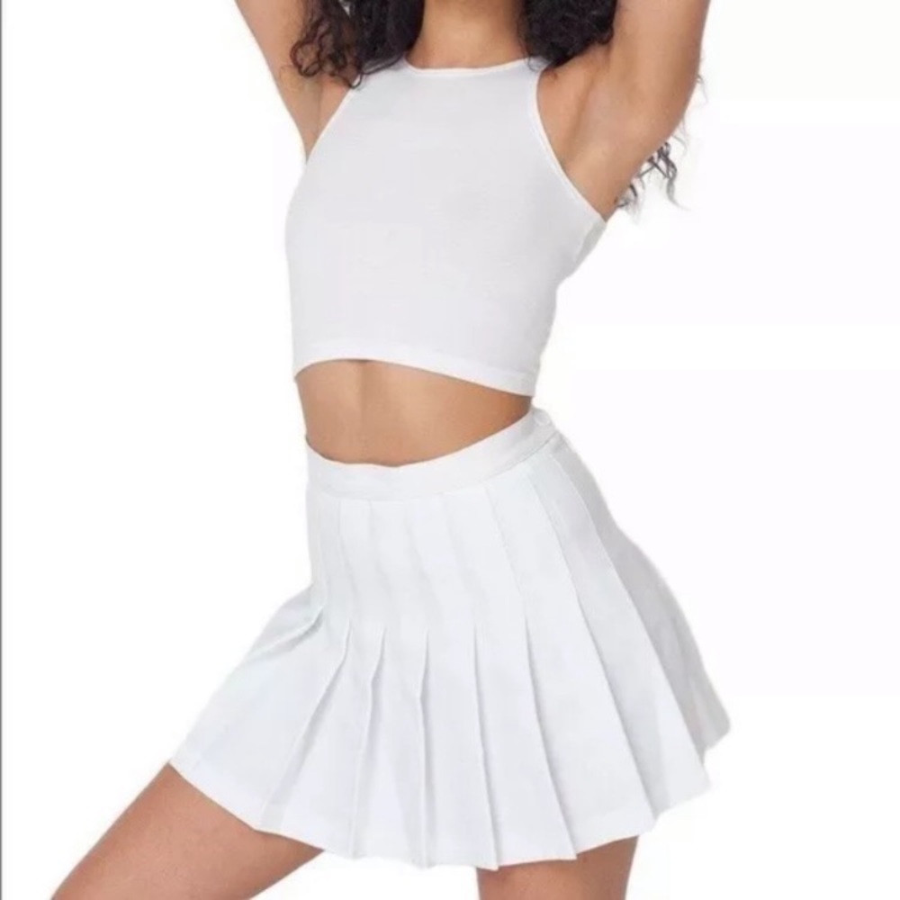 American Apparel White Pleated Tennis Skirt